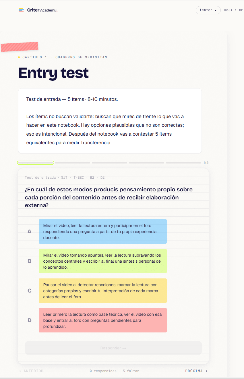 LXP · test de entrada